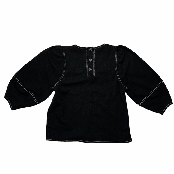 Current Air | Black Puff Sleeve Peasant Top Anthro - Picture 3 of 8
